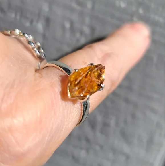 Raw 4k Citrine gemstone sterling silver sz10 - Picture 3 of 7
